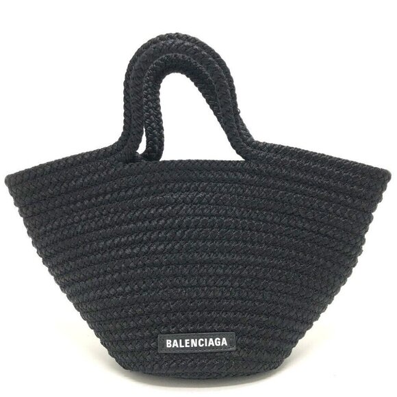 BALENCIAGA 695612 logo Ibiza Small Bag Hand Bag Nylon Black/SilverHardware - Picture 1 of 15